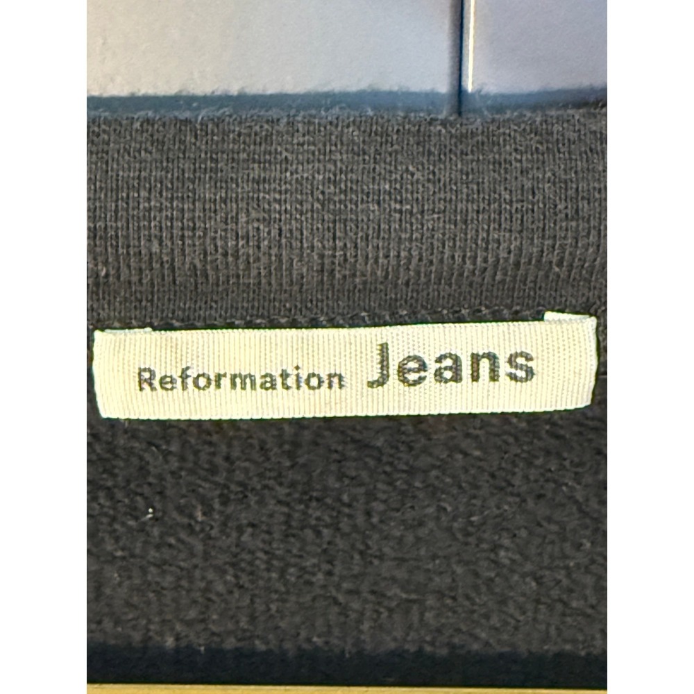 Reformation‎ Jeans Sweatshirt Black Crewneck Long Sleeve Cotton Women's M - Picture 2 of 4